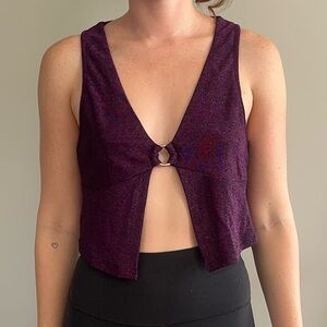 Motel Rocks Dara Crop Top Size Small Purple Glitter